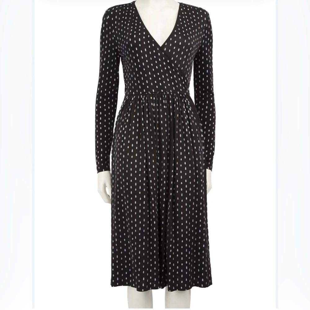 Stine Goya Faux Wrap A-Line Polka Dot Dress